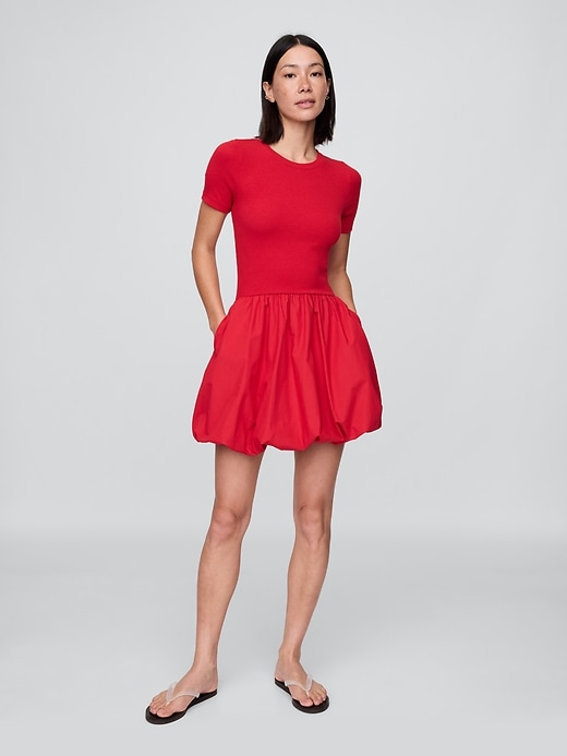 Image number 1 showing, Modern Mixed Media Bubble Mini Dress