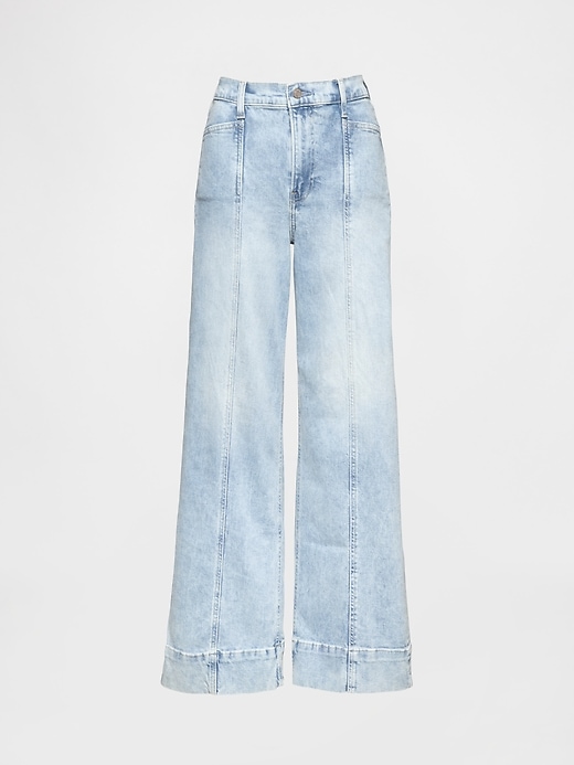 L'image numéro 7 présente Jean sportif jambe large à taille haute longueur cheville