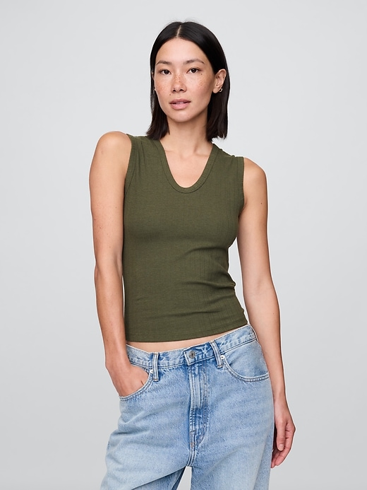 Image number 1 showing, Sheer Modern Rib Tank Top