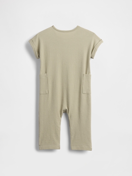 Image number 2 showing, Baby Seersucker Henley Footless One-Piece