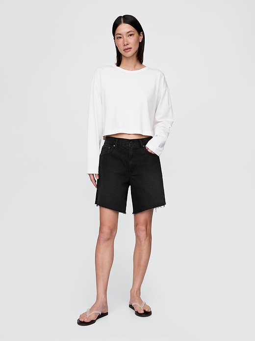 Image number 1 showing, 8" Mid Rise '90s Loose Denim Bermuda Shorts