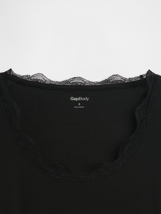 Image number 4 showing, Mini Rib Lace-Trim PJ Top