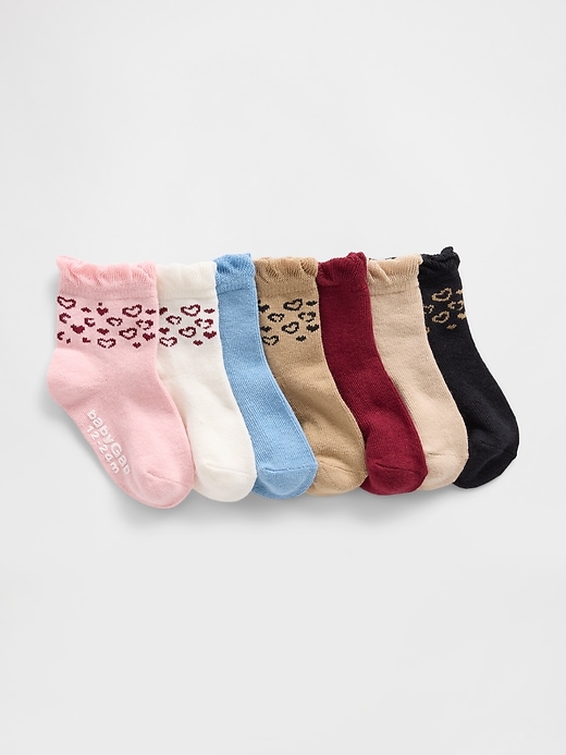 Image number 1 showing, Baby & Toddler Ruffle Quarter Crew Socks (7-Pack)