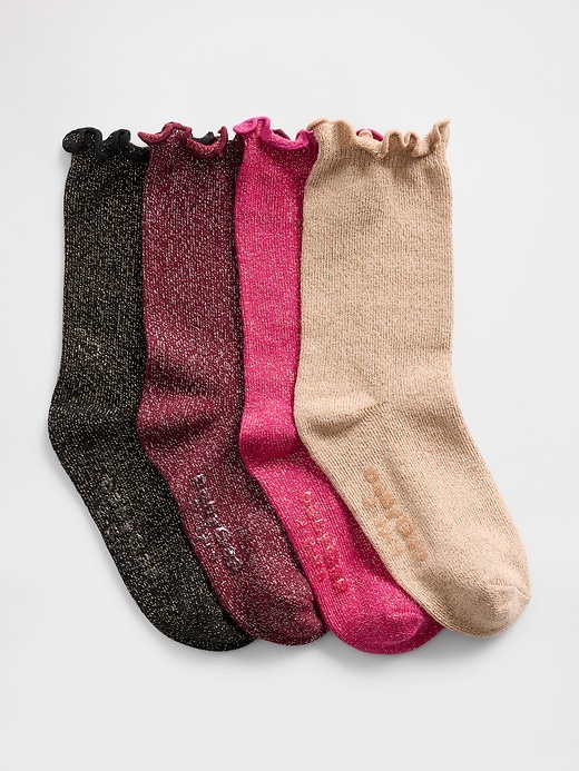 Image number 1 showing, Baby & Toddler Shimmer Crew Socks (4-Pack)