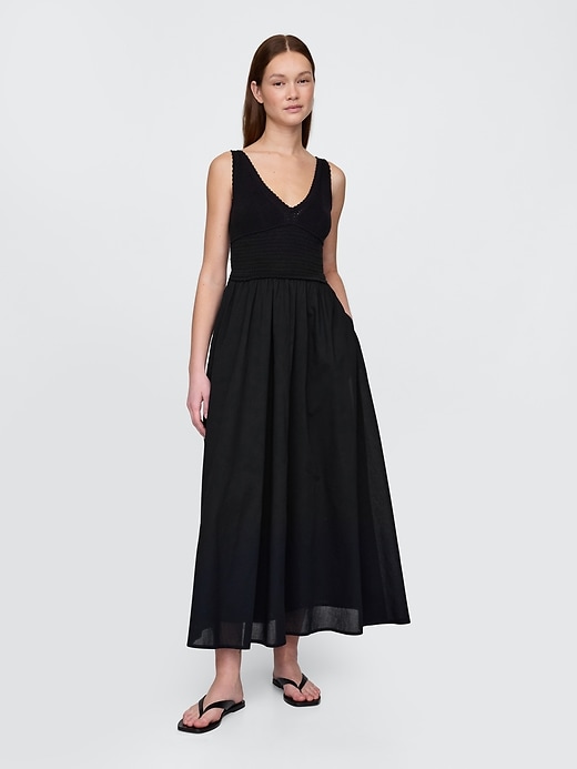 Image number 1 showing, Crochet Mixed Media Maxi Dress