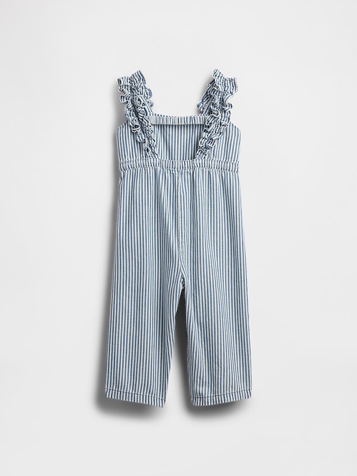 Image number 3 showing, Baby & Toddler Denim Stripe Ruffle Jumpsuit
