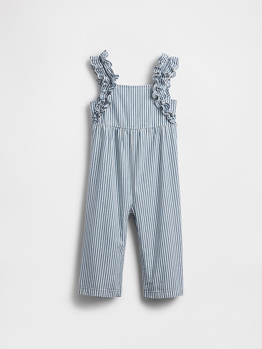 Image number 2 showing, Baby & Toddler Denim Stripe Ruffle Jumpsuit