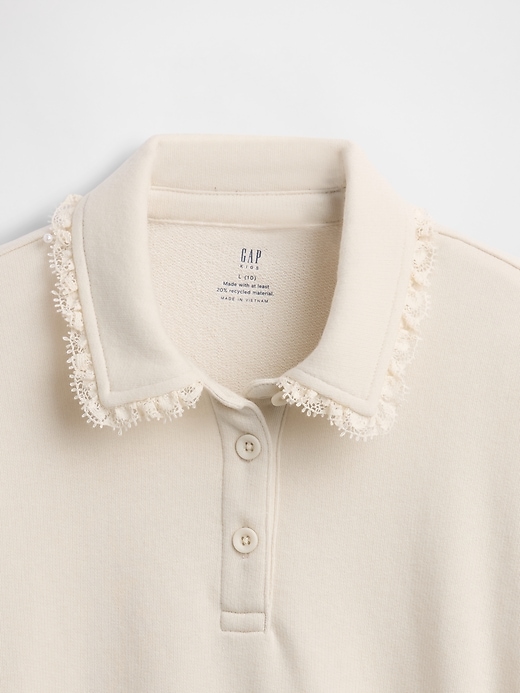 Image number 5 showing, Kids French Terry Lace-Trim Polo Sweatshirt