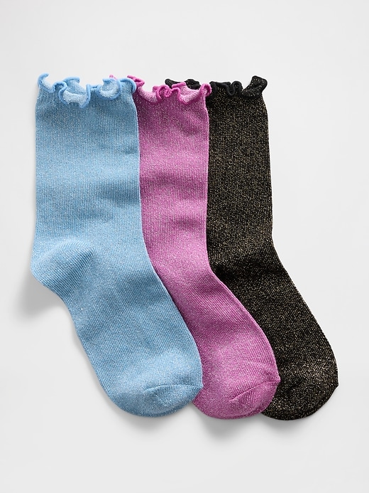Image number 1 showing, Kids Shimmer Crew Socks (3-Pack)