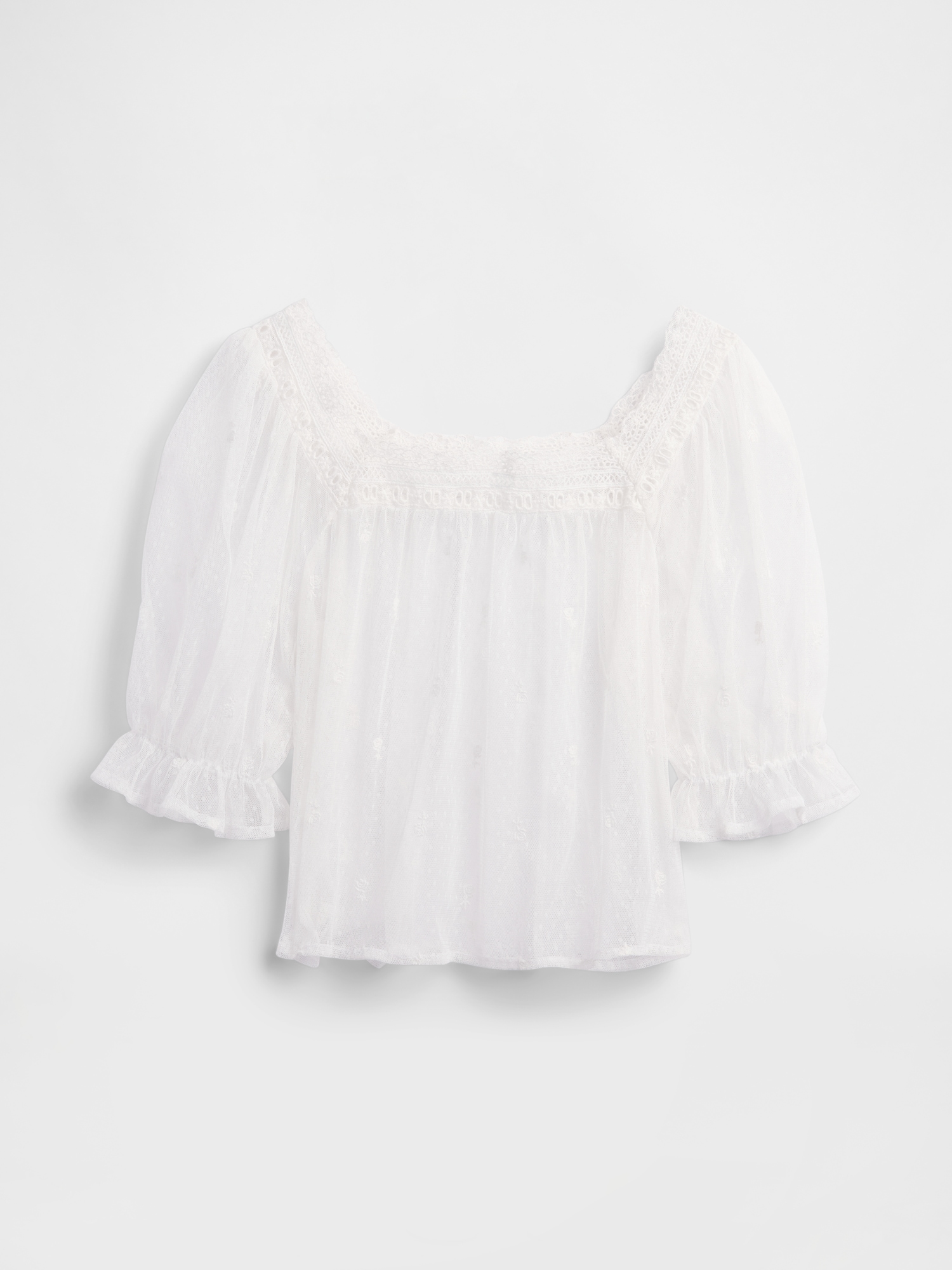 L'image numéro 6 présente Haut brodé en tulle transparent