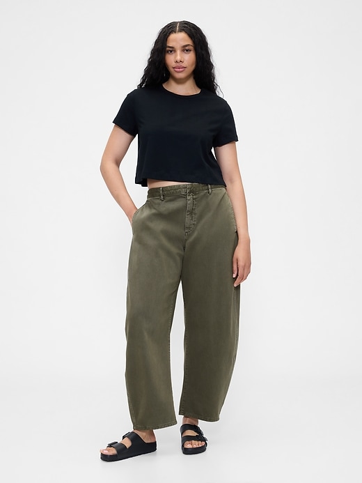 Image number 5 showing, Mid Rise Twill Barrel Pants