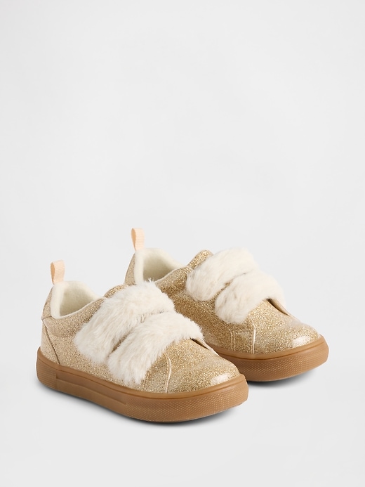 Image number 2 showing, Toddler Vegan Fur Glitter Sneakers