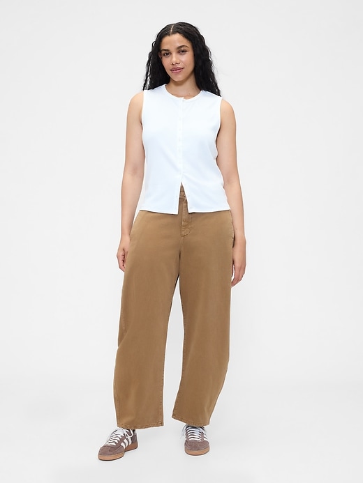 Image number 5 showing, Mid Rise Twill Barrel Pants