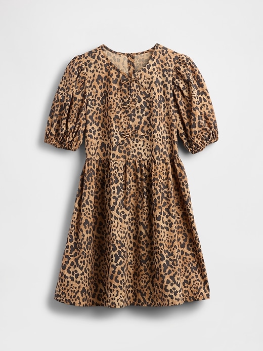 Image number 2 showing, Kids Poplin Puff-Sleeve Leopard Dress