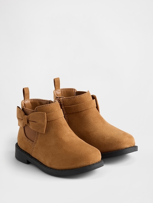 Image number 2 showing, Toddler Vegan Suede Bow Chelsea Boots