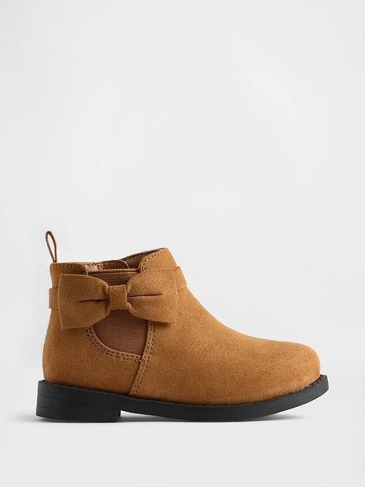 Image number 1 showing, Toddler Vegan Suede Bow Chelsea Boots