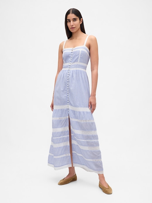 Image number 1 showing, Lace-Trim Maxi Dress