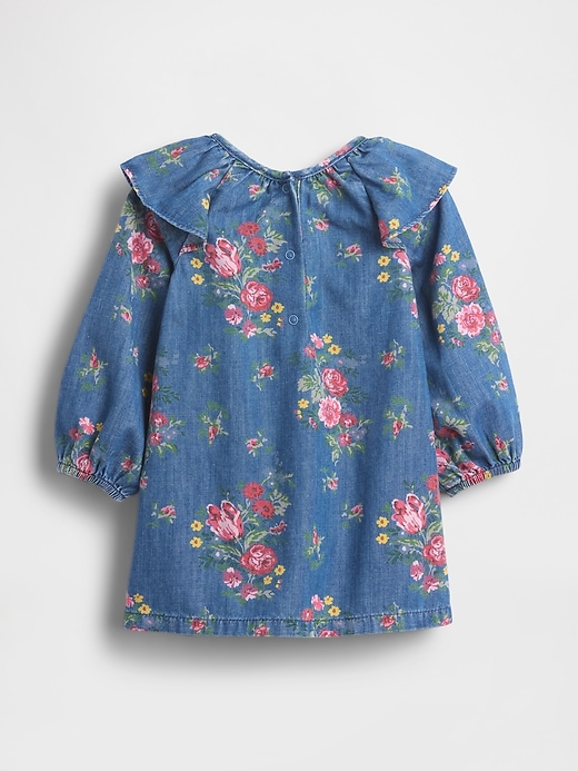 Image number 2 showing, Baby Denim Ruffle Shoulder Dress