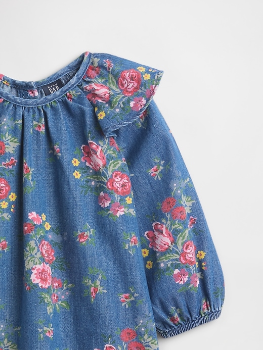 Image number 3 showing, Baby Denim Ruffle Shoulder Dress