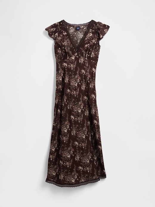 Image number 7 showing, Lace-Trim V-Neck Crepe Maxi Dress