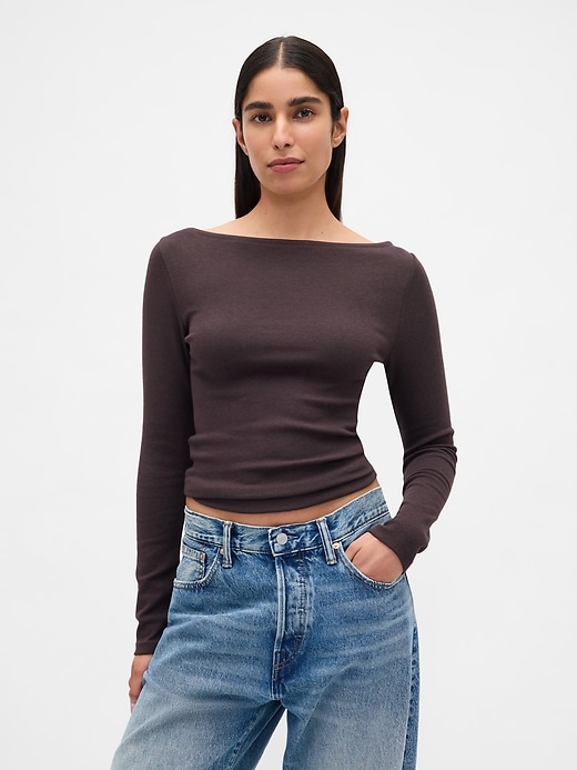 Image number 1 showing, Modern Boatneck T-Shirt