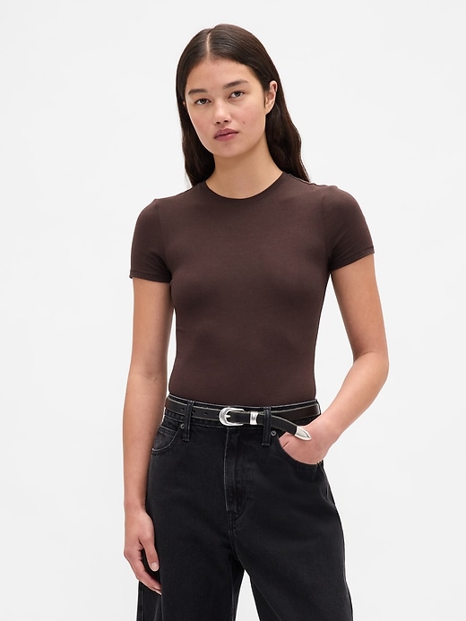 Image number 1 showing, CloseKnit Jersey T-Shirt Thong Bodysuit