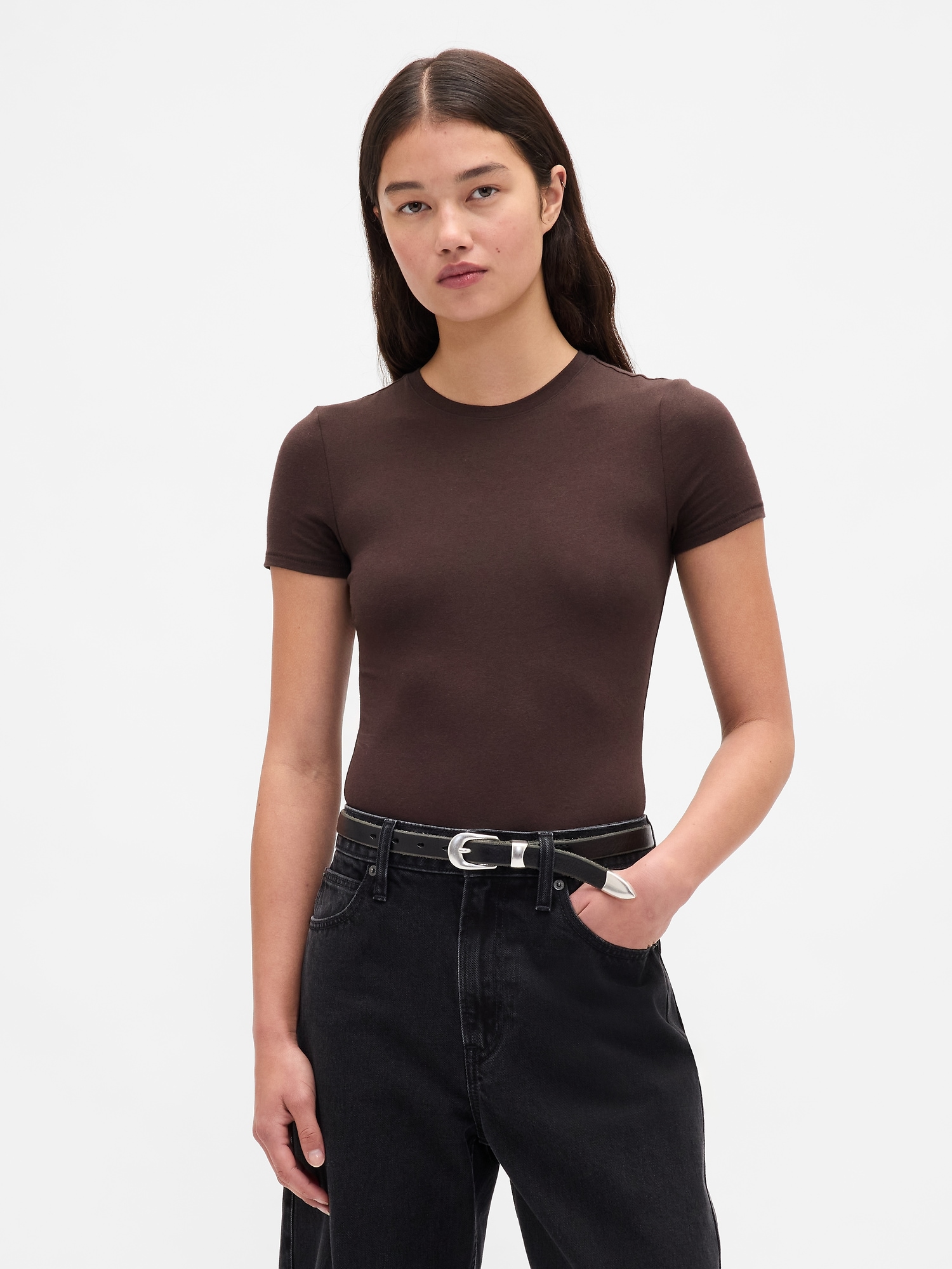 CloseKnit Jersey T-Shirt Thong Bodysuit