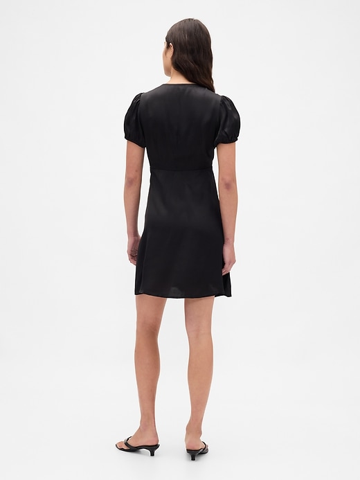 Image number 2 showing, Satin Lace-Trim V-Neck Mini Dress