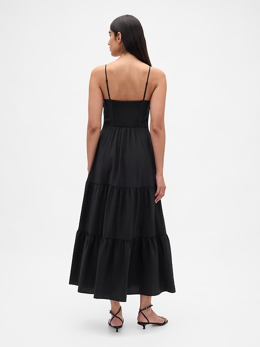 L'image numéro 2 présente Robe longue à volants à encolure à cordelettes