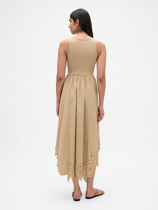 L'image numéro 2 présente Robe mi-longue à ourlet festonné en matières mixtes