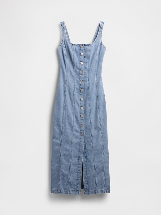 L'image numéro 7 présente Robe longue à boutons en denim à coutures apparentes