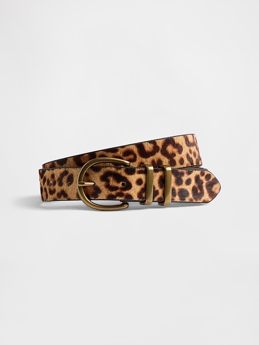 Image number 1 showing, Leopard Calf Hair Belt