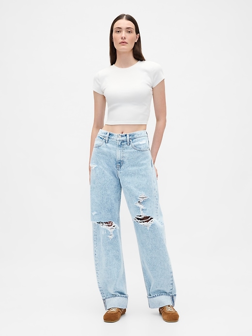 Image number 1 showing, High Rise Barrel Jeans