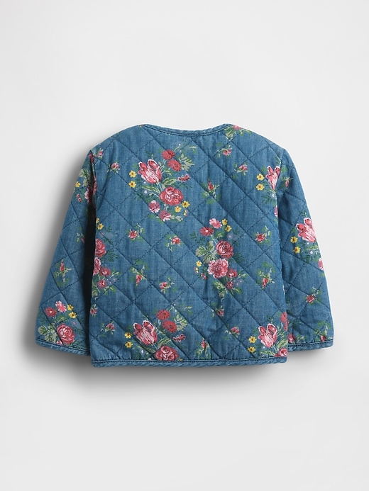 Image number 2 showing, Baby Denim Floral Quilted Jacket