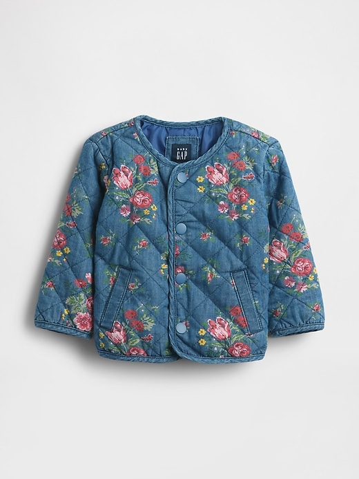 Image number 1 showing, Baby Denim Floral Quilted Jacket