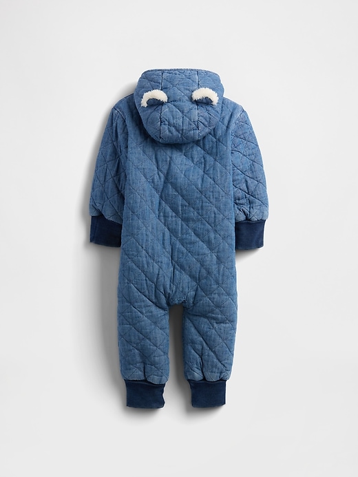 Image number 2 showing, Baby Quilted Denim Cozy One-Piece