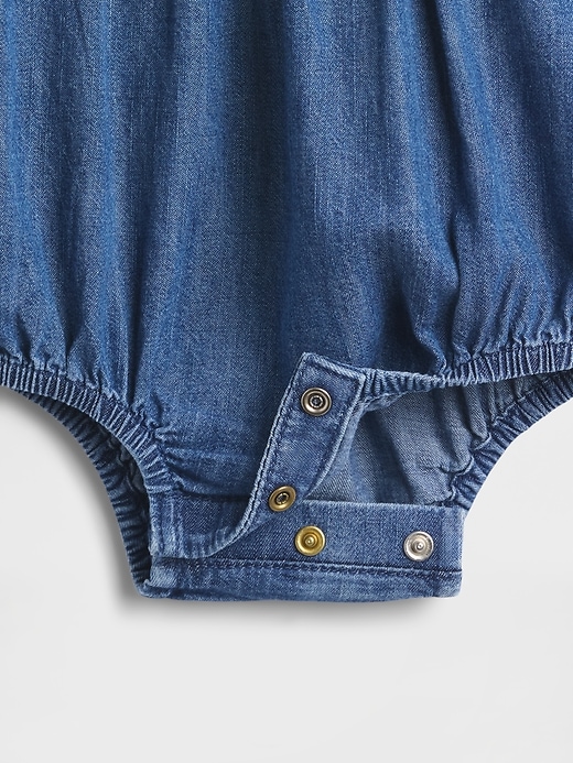 Image number 4 showing, Baby Denim Ruffle Collar Bubble Bodysuit