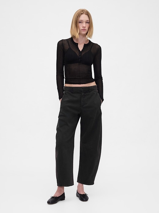 Image number 1 showing, Mid Rise Twill Barrel Pants