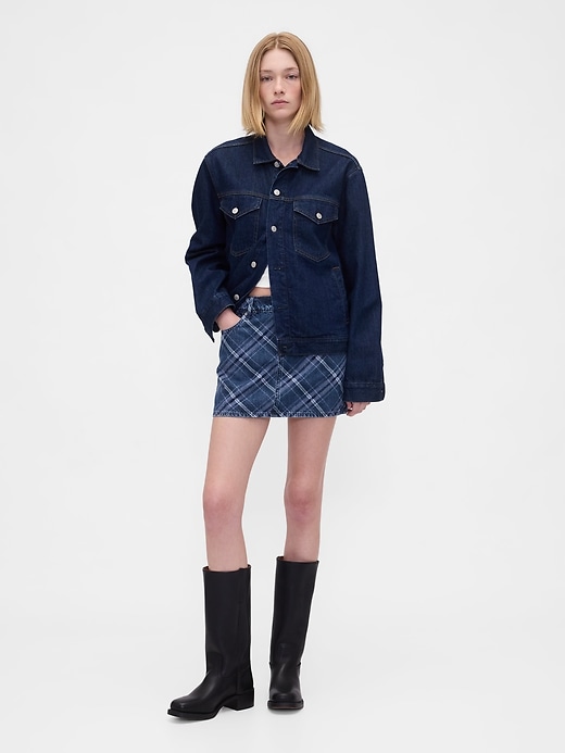 Image number 1 showing, Plaid Denim Mini Skirt