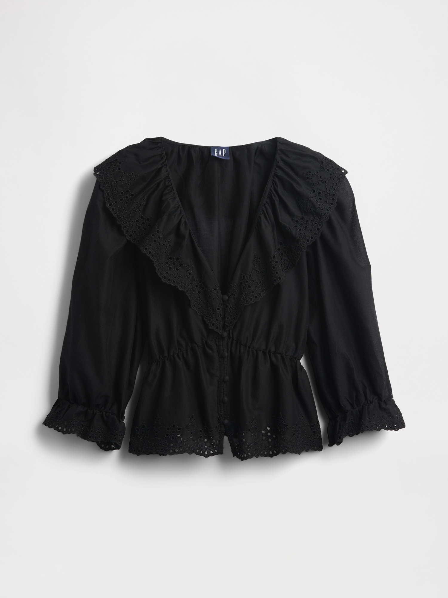 Ruffle Collar V-Neck Top | Gap