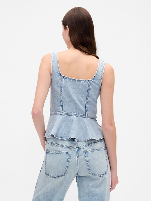 Image number 3 showing, Denim Peplum Tank Top
