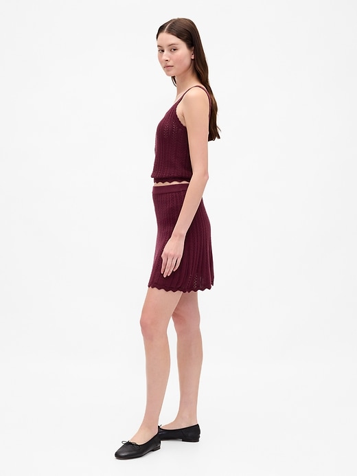 Image number 3 showing, 100% Cotton Pointelle Mini Skirt