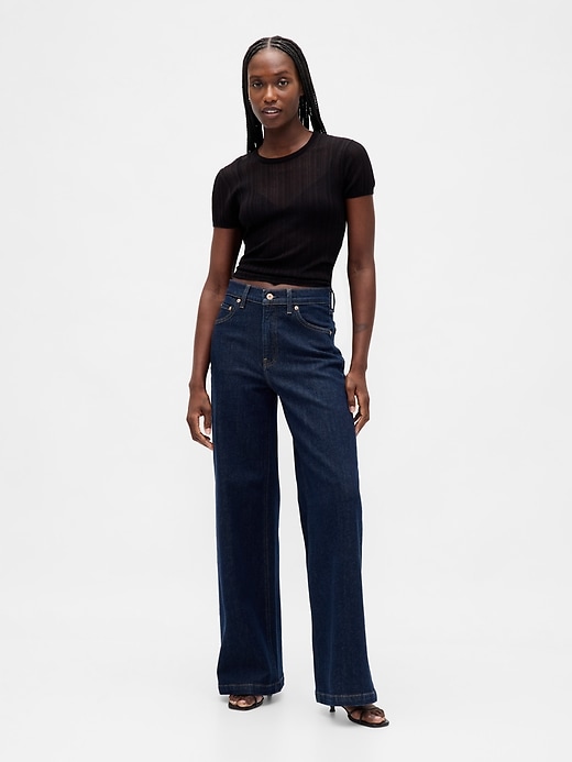 Image number 1 showing, High Rise Stride Wide-Leg Jeans