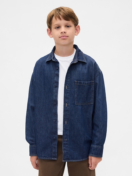 Image number 1 showing, Kids Denim Oversized Shirt