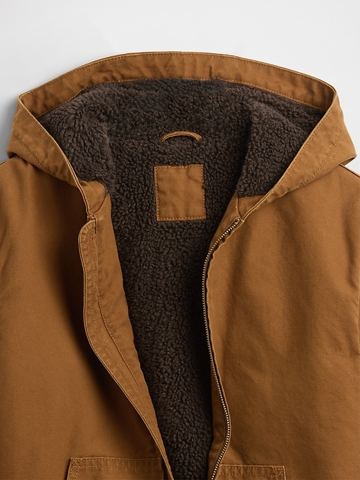 Image number 5 showing, Kids Sherpa-Lined Canvas Denim Hoodie