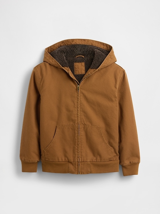 Image number 2 showing, Kids Sherpa-Lined Canvas Denim Hoodie