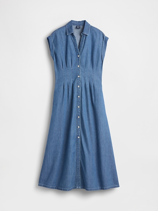Image number 5 showing, Denim Roll-Cuff Midi Shirtdress