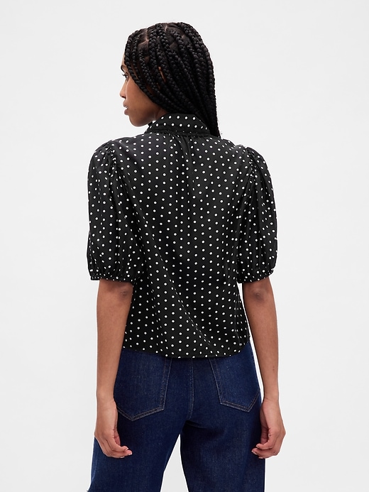 Image number 3 showing, Puff-Sleeve Collared Top