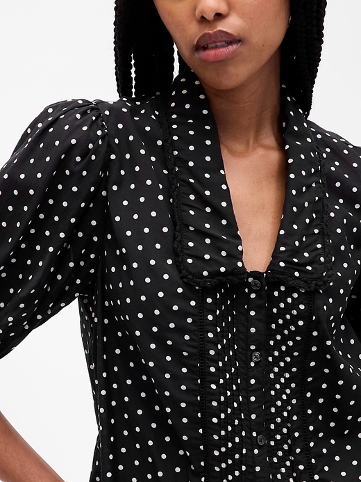 Image number 4 showing, Puff-Sleeve Collared Top