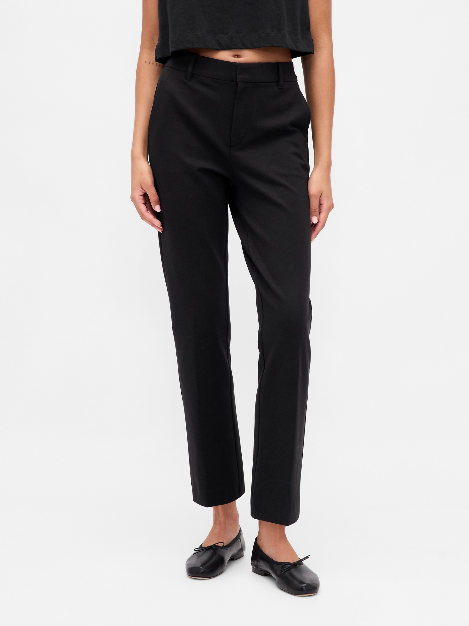 High Rise Double Knit Slim Crop Pants
